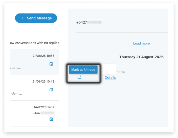 colourful screenshot showing the conversational response box and reply button in EziMessage