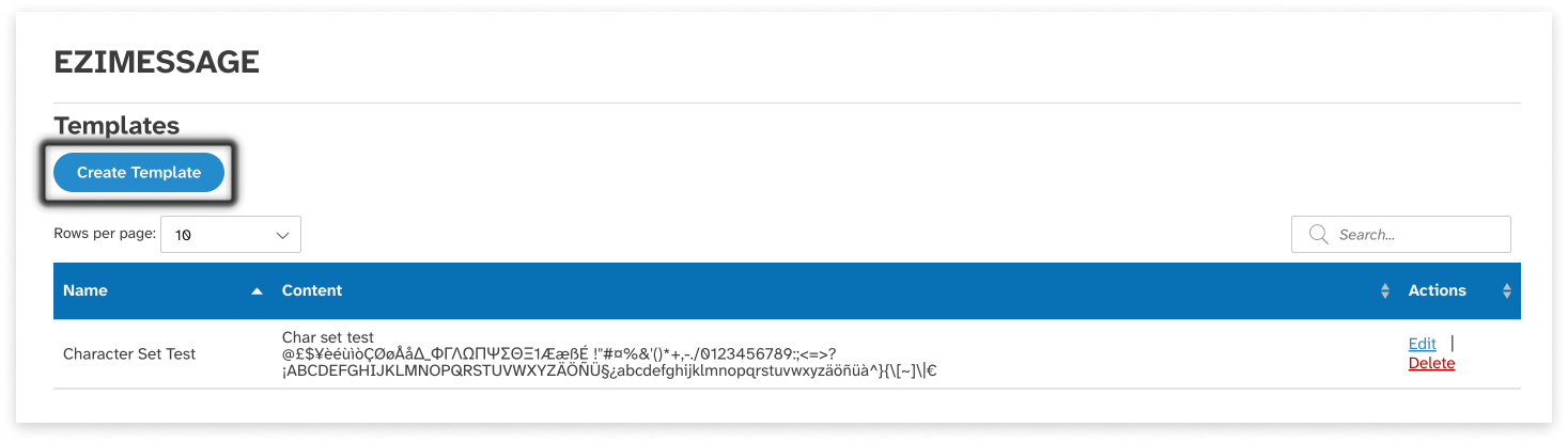 colourful screenshot showing the templates in EziMessage