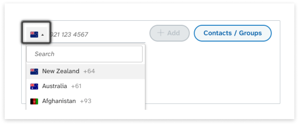 colourful screenshot showing options to add recipients when sending a New Message under EziMessage