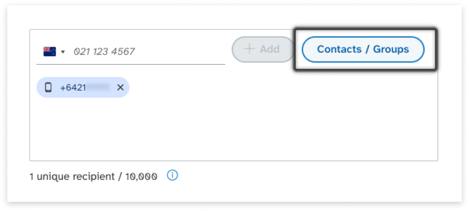 colourful screenshot showing options to add recipients when sending a New Message under EziMessage