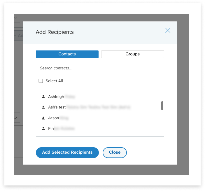 colourful screenshot showing options to add recipients when sending a New Message under EziMessage