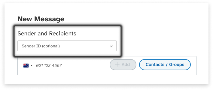 colourful screenshot showing options to add recipients when sending a New Message under EziMessage