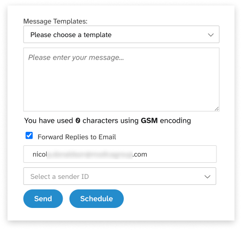 colourful screenshot showing options to add recipients when sending a New Message under EziMessage