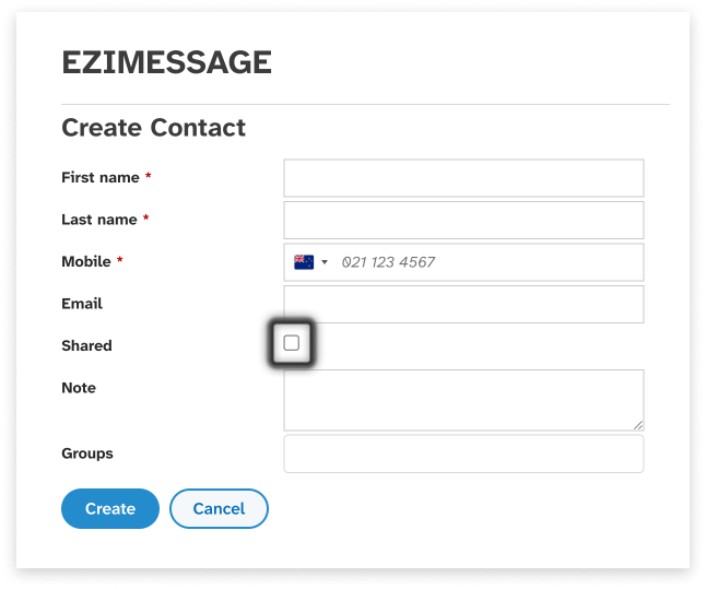 colourful screenshot of the contacts area of EziMessage